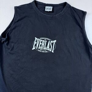 Vintage Everlast Tank Top Men XL Black Sleeveless Boxing Gym Training Combat